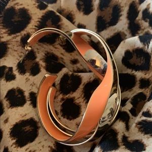Orange and Gold Swirly Hoop Earrings